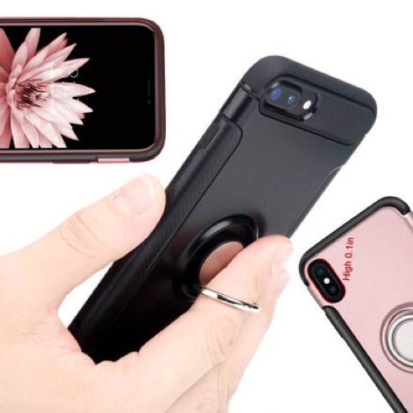 Blue iPhone 7/8 Phone Case w Ring Holder Kickstand - Picture 3 of 6